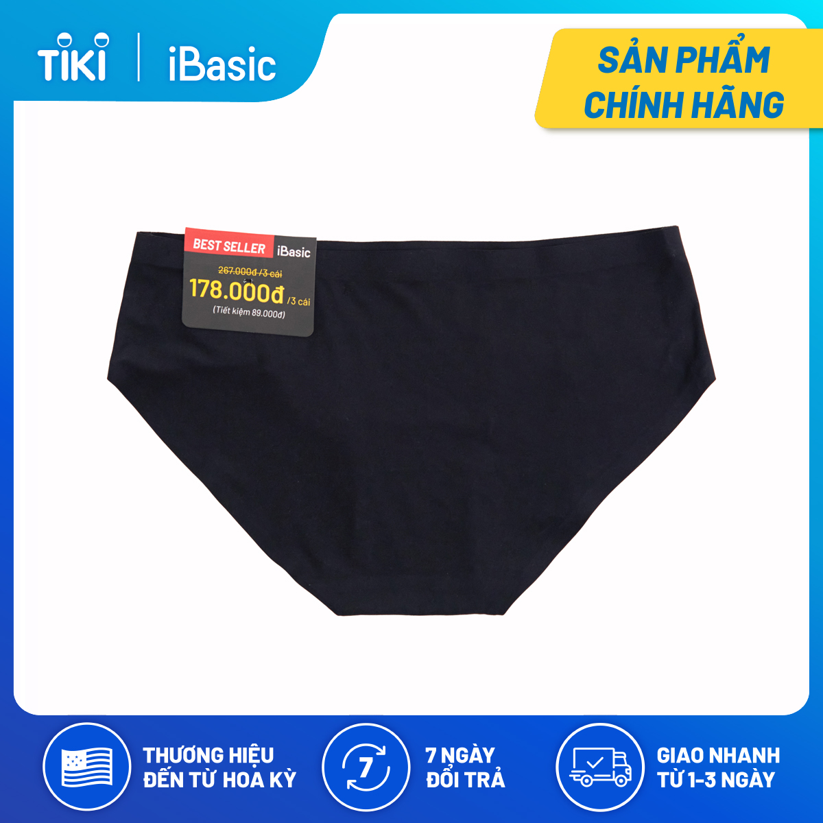 Pack 3 quần lót nữ không đường may iBasic V188
