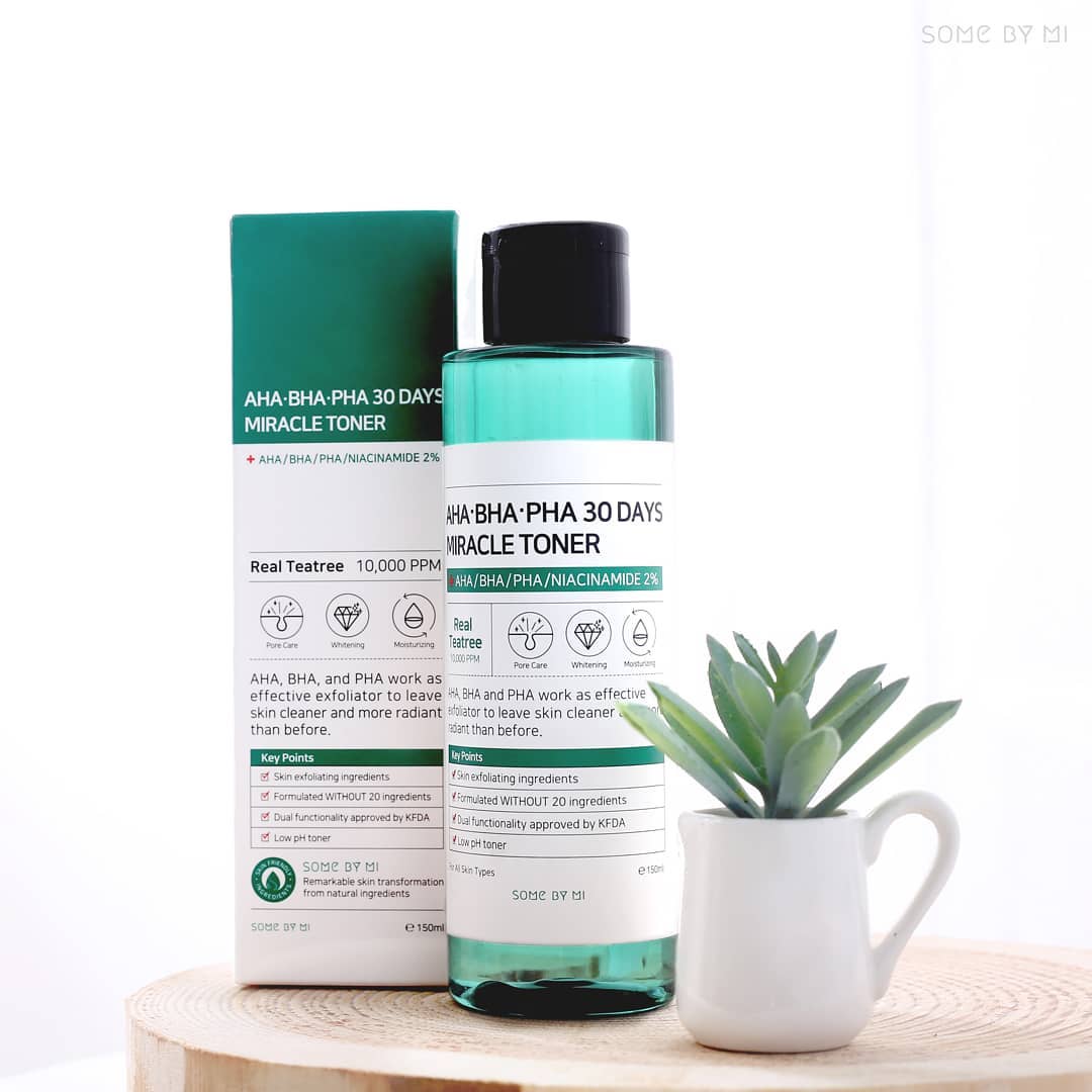 Combo Toner + Kem ngăn ngừa mụn Some By Mi AHA-BHA-PHA 30 Days Miracle Toner Cream + Tặng 1 Mặt Nạ Su:m Đen