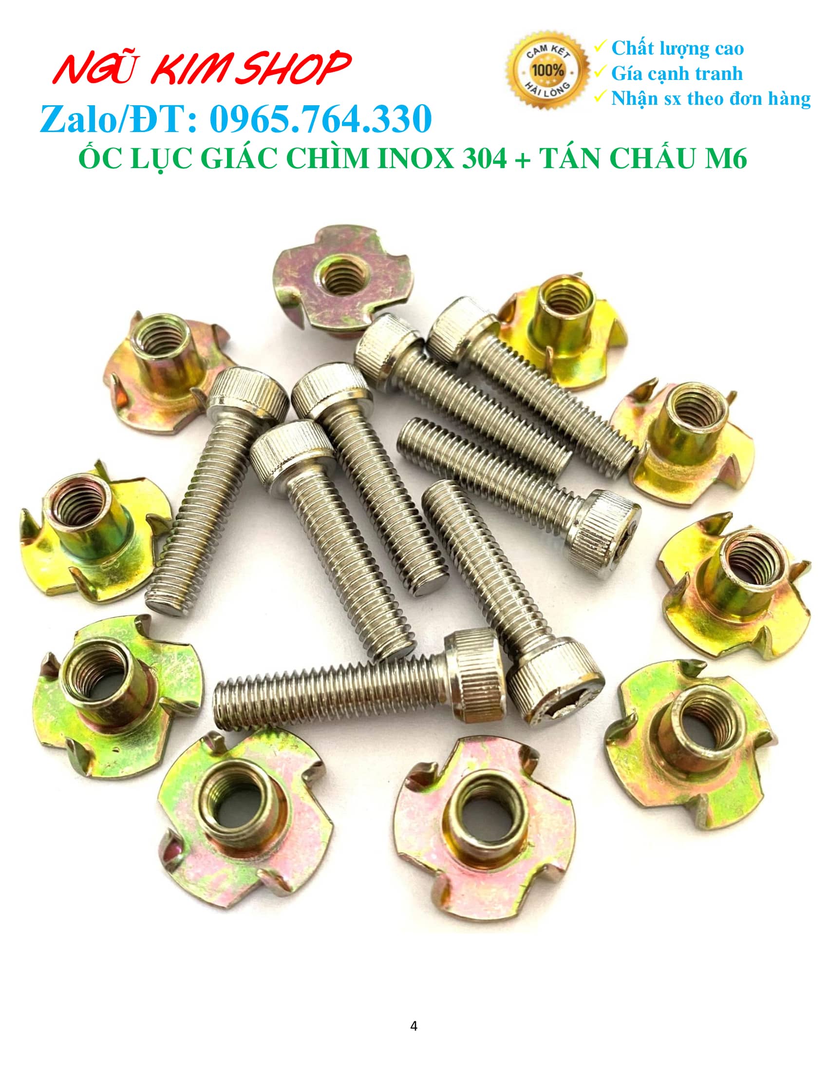 ỐC LỤC GIÁC CHÌM M6 INOX304 + TÁN CHẤU M6 BẮT LOA _ HÀNG XỊN
