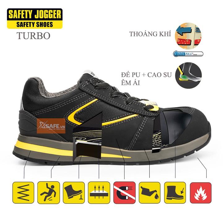 Giày bảo hộ lao động nam Jogger Turbo HRO da Nubuck cao cấp, cấu tạo phi kim siêu nhẹ, chịu nhiệt 300 độ, kiểu thể thao