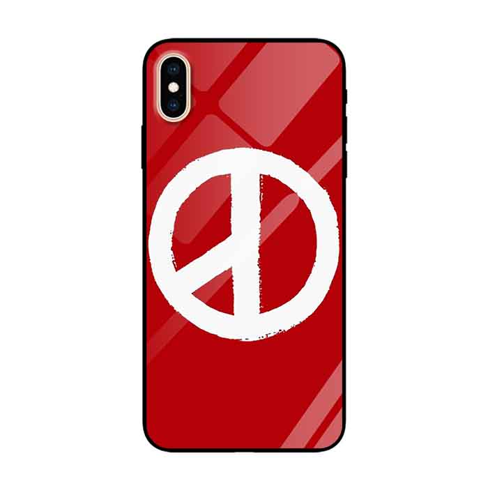 Ốp lưng kính cường lực cho iPhone Xs Max Nền Peace Y Nền Đỏ - Hàng Chính Hãng