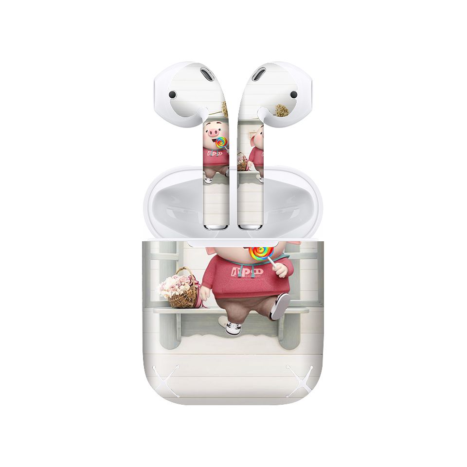 Miếng dán skin chống bẩn cho tai nghe AirPods in hình Heo con dễ thương - HEO2k19 - 063 (bản không dây 1 và 2)