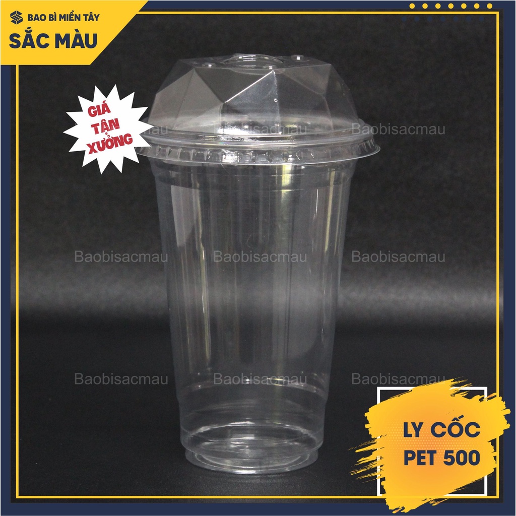 Sỉ 50 cốc nhựa/ ly nhựa PET 650ml kèm nắp