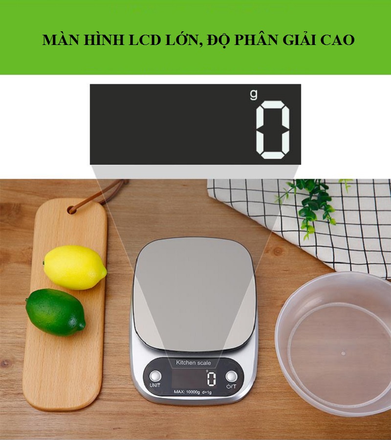 Cân điện tử kitchen scale cao cấp chống thấm nước, màn hình hiển thị led 3kg, 5kg, 10kg ( Tặng móc treo đồ 3D nhà bếp chịu lực ngẫu nhiên )