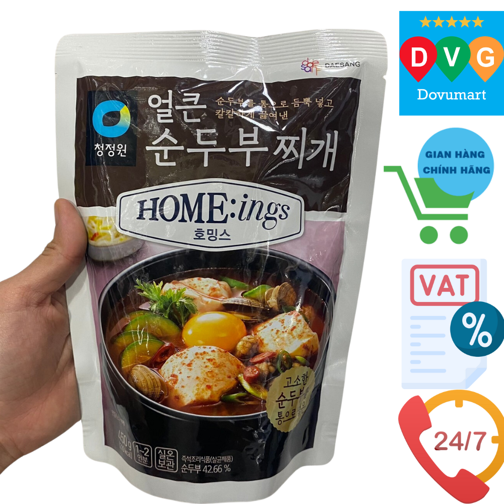 Canh Đậu Hũ Cay Ăn Liền Daesang Hàn Quốc Gói 450G / 대상) 호밍스 얼큰순두부찌개 450G
