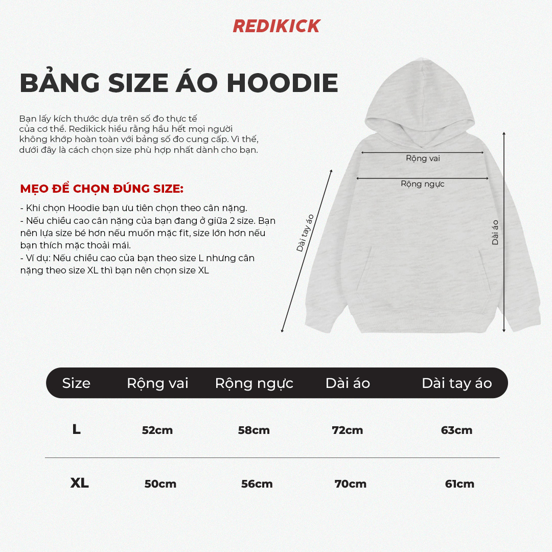 Áo Hoodie Redikick Signature nỉ bông Unisex dày dặn chơi bóng rổ tennis tập gym chạy bộ - A23024