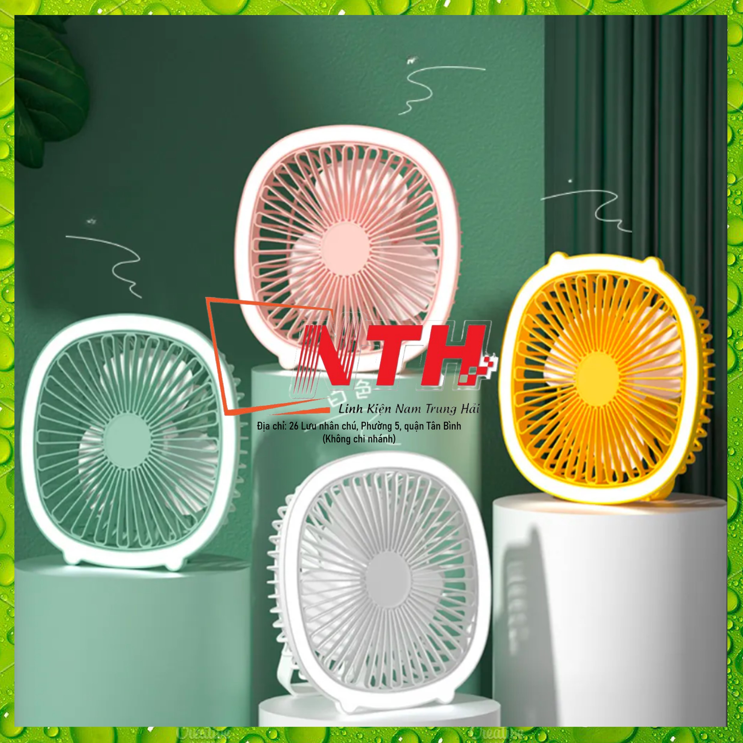 Quạt sạc tích điện desktop fan F2 có đèn LED