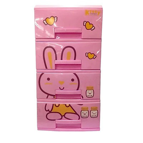 Tủ Nhựa Kitty 4 Tầng Mini Siêu Xinh Dùng Đựng Quần Áo, Vật Dụng, Sách Vở Cho Bé