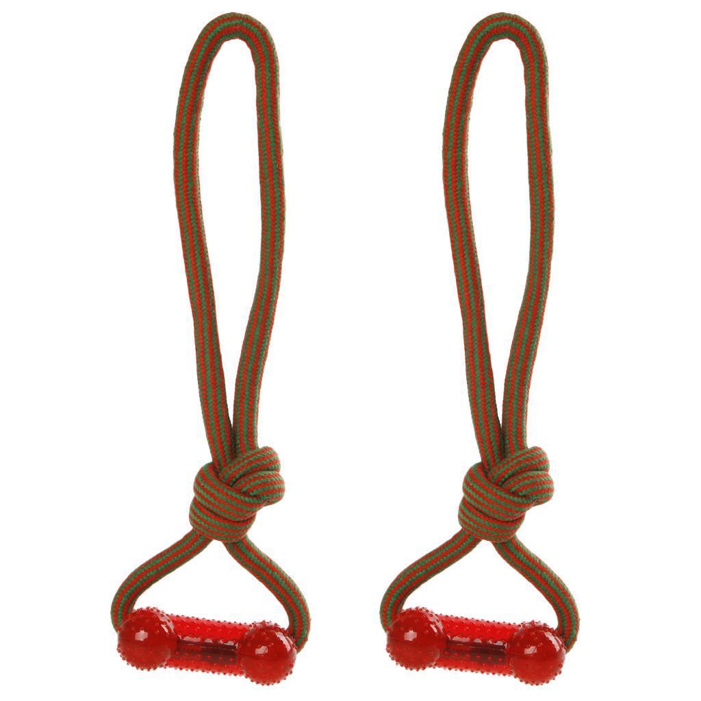 2 Pieces Pet Dog Interactive Rope Chew Toys Pet Teeth Cleaning Chew Toys