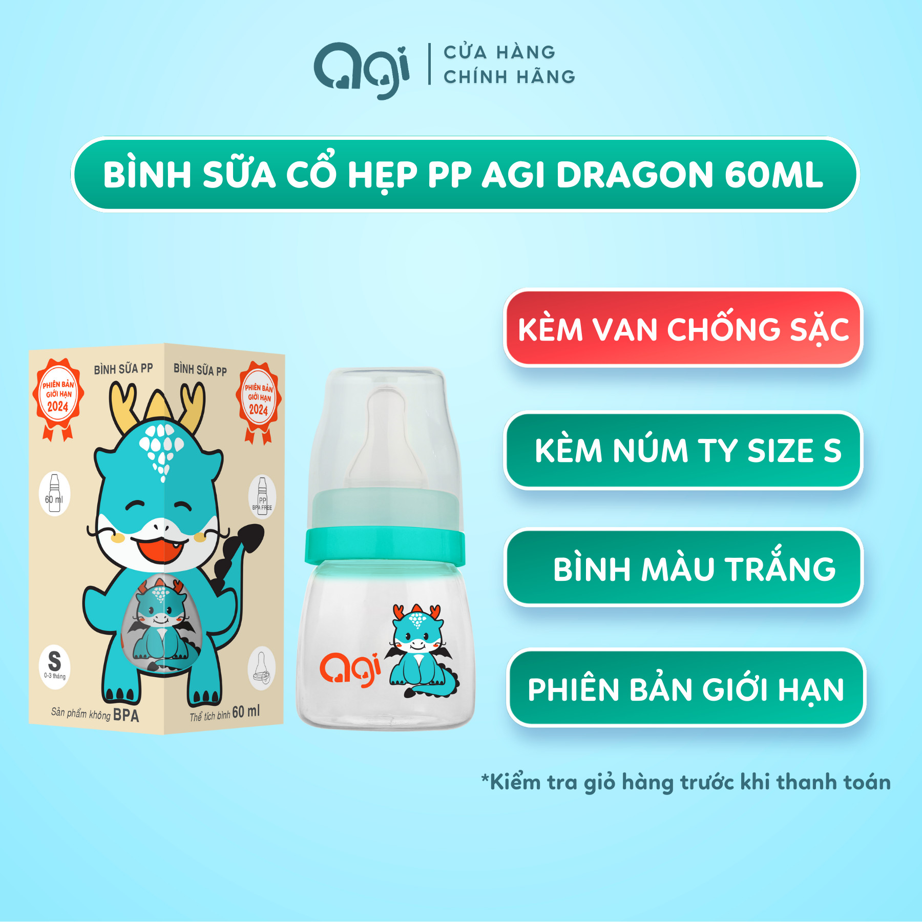 Bình sữa PP Agi CON RỒNG - Phiên bản giới hạn 2024