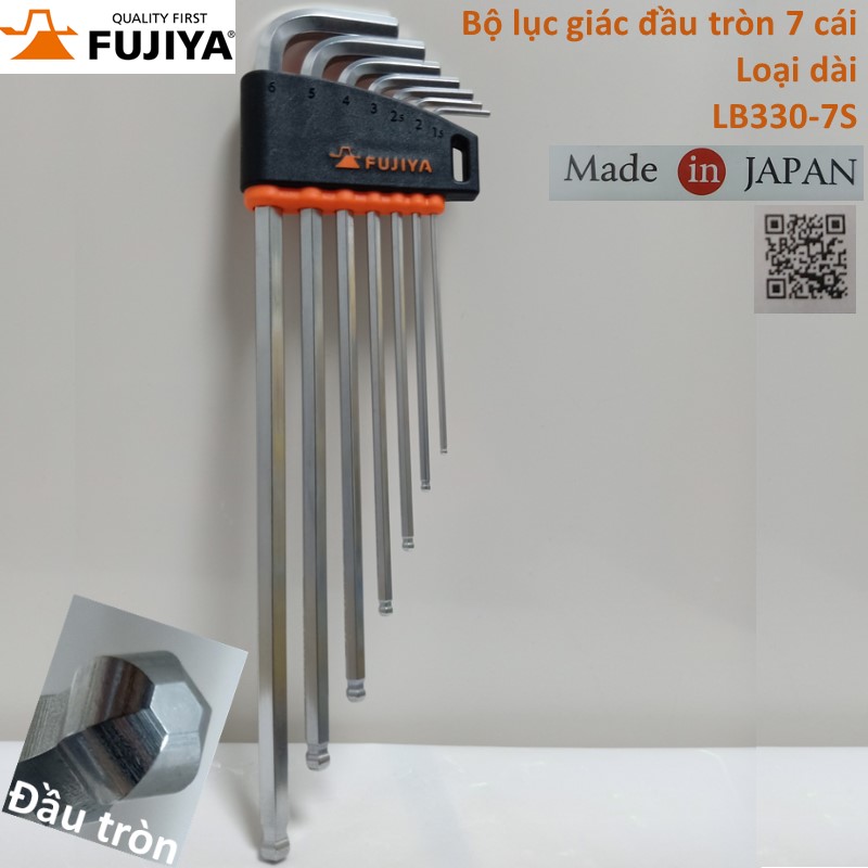Bộ Lục giác dài đầu bi 7 chi tiết FUJIYA LB330-7S GENUINE- Thanh vặn đầu tròn