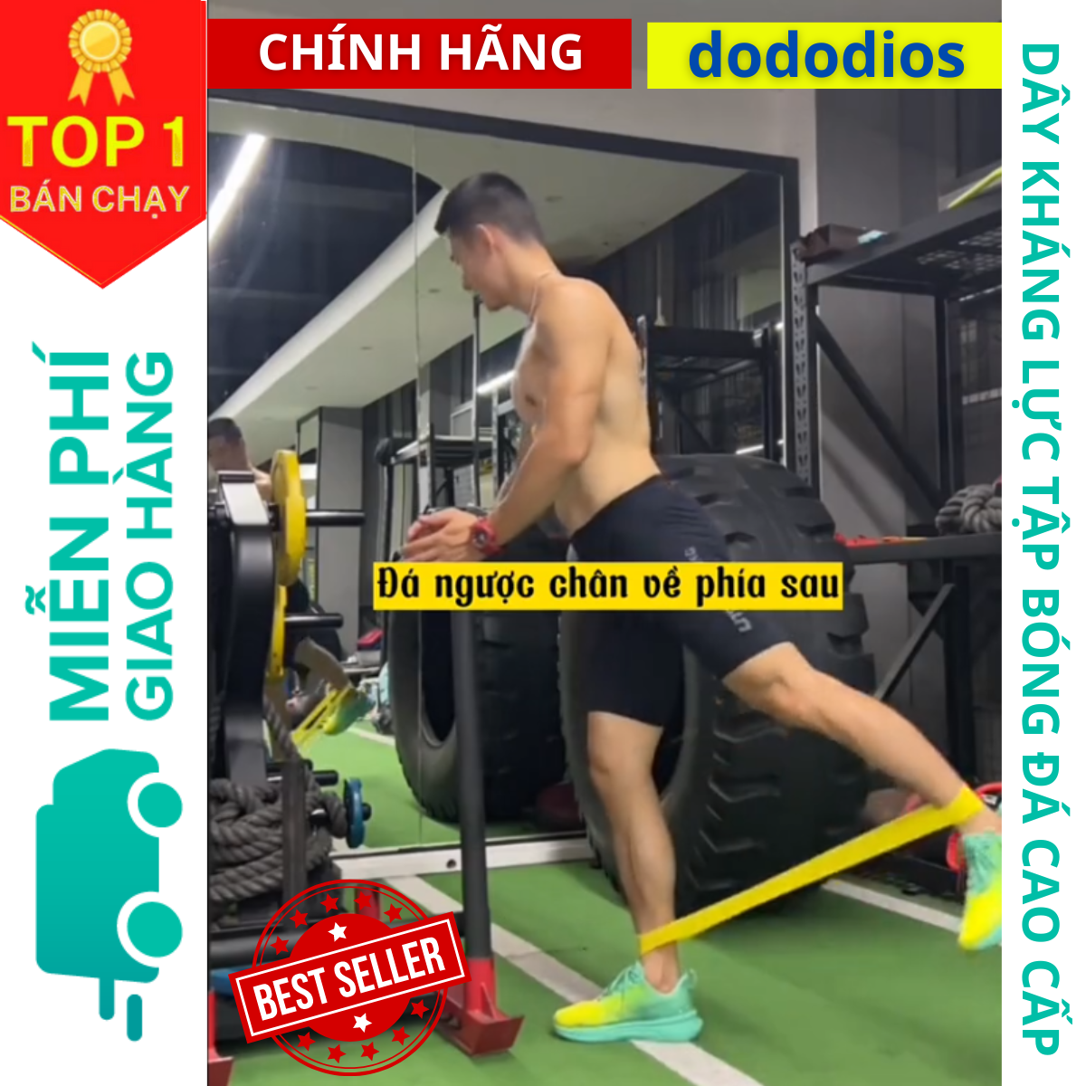 Dây cao su kháng lực tập chân mông đùi khi đá banh, tập gym - Hãng DoDoDios