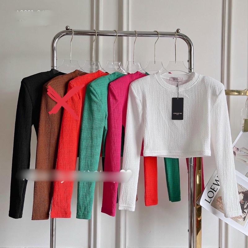 (ảnh thật shop chụp) Áo Croptop tay dài chất thun xốp- HÀNG CHUẨN SHOP H.N.M STORE