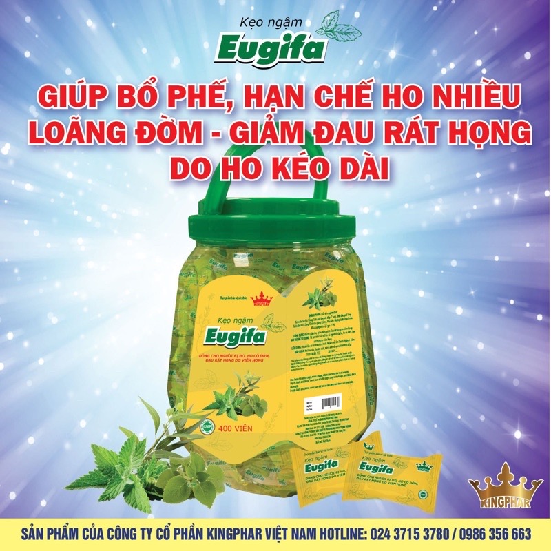 Kẹo ngậm ho Eugifa Kingphar , hũ 400 viên