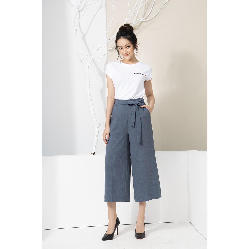 Quần culottes ống lửng đai nơ LUPERI chất liệu đũi xước không nhăn không xù LFCL769