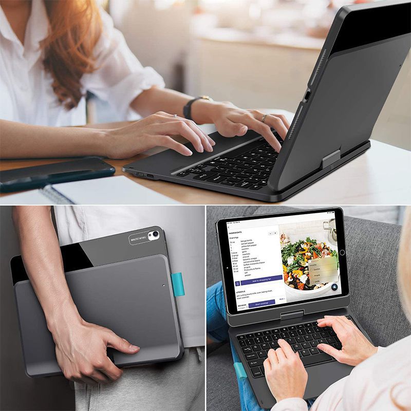 Bao Da Kèm Bàn Phím Không Dây WiWU Waltz Rotating Dùng Cho iPad - Hàng Chính Hãng