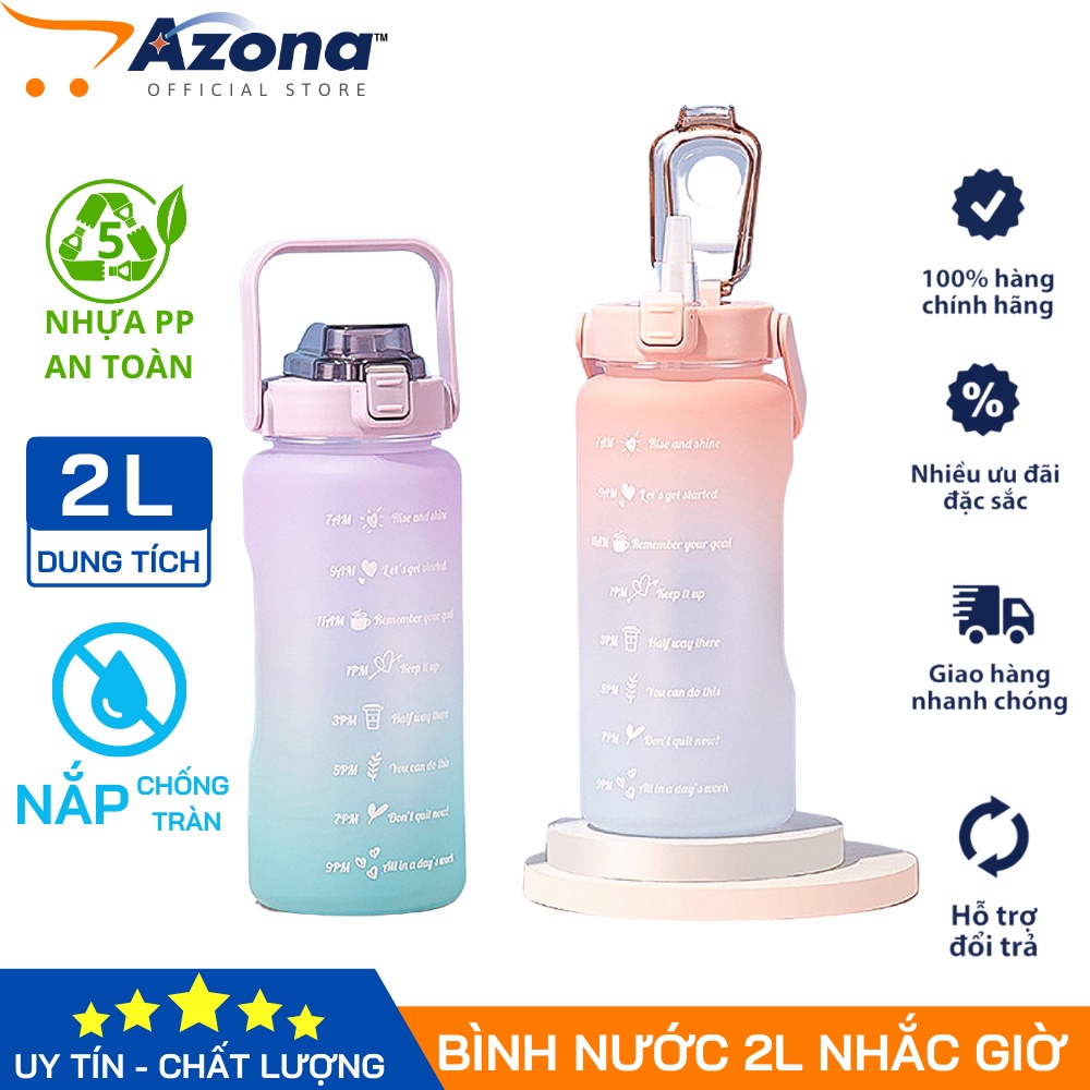 Bình Nước 2 Lít Nhắc nhở uống nước Mỗi Ngày Tiện Lợi An Toàn Sức Khoẻ