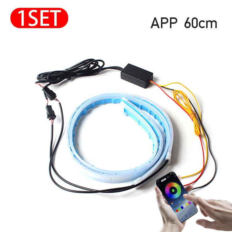 2 cái siêu mịn DRL siêu mỏng chạy ban ngày Ánh sáng chảy rẽ LED DRL chống thấm nước DRL linh hoạt Hướng dẫn ống mềm cho xe Dải đèn LED cho đèn pha (60cm / 45cm / 30cm)