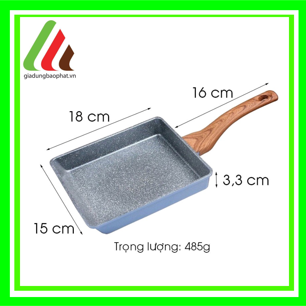 chảo vuông sứ Ceramic Ecoramic đáy từ vân đá chống dính Hàn Quốc - chiên trứng