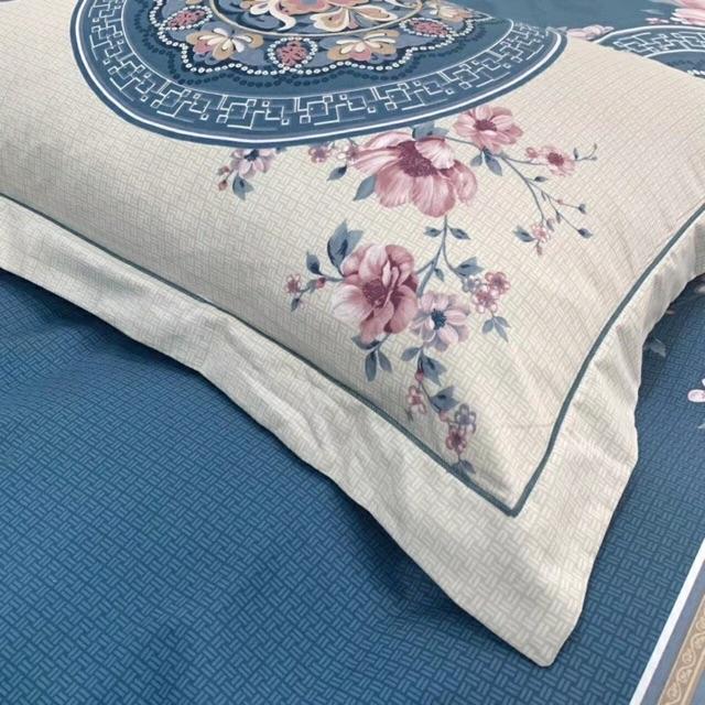 Set Cotton LiVing Hàng Nhập Khẩu Cao Cấp 4 Món 2020 Mẫu Hoa Khung Tròn