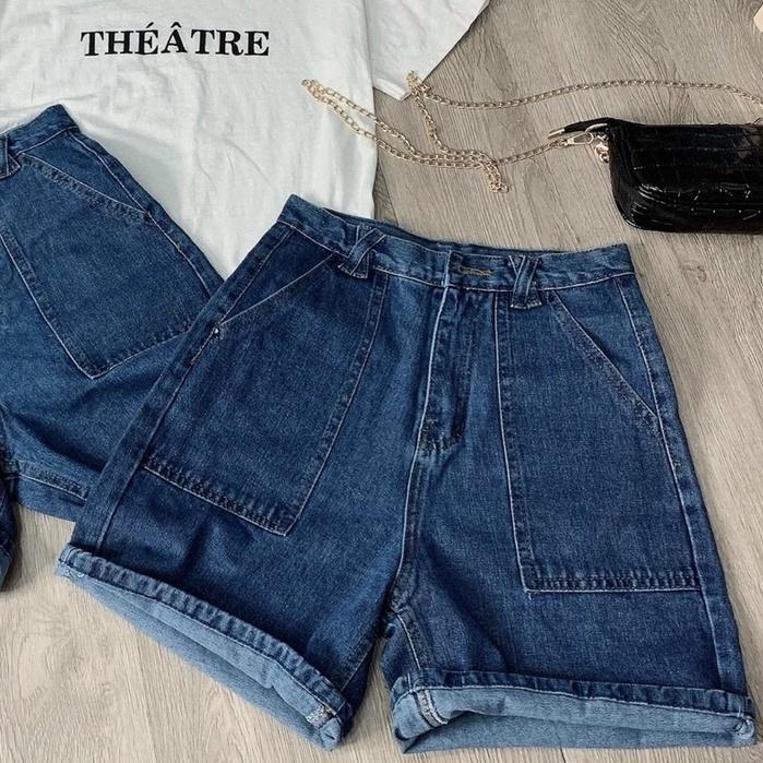 Quần Short Nữ Ống Rộng Vải Jean Đai Đeo Chéo (JNDC)