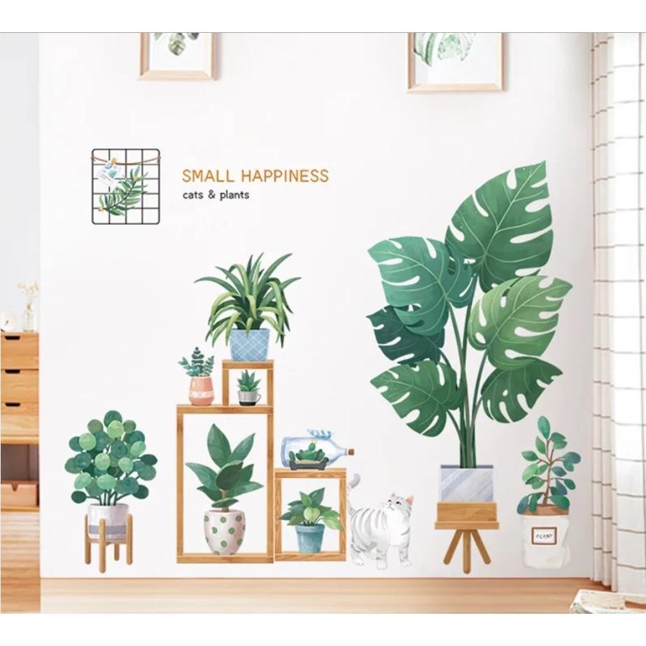 Decal trang trí tường - Nhiều châu cây xanh trang trí 04