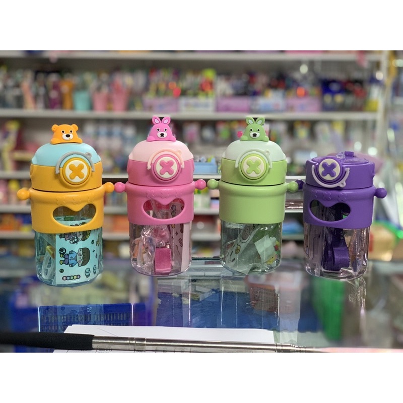 Bình Nước Sweet Siêu Dễ Thương 720ML Có Ống Hút, Dây Đeo