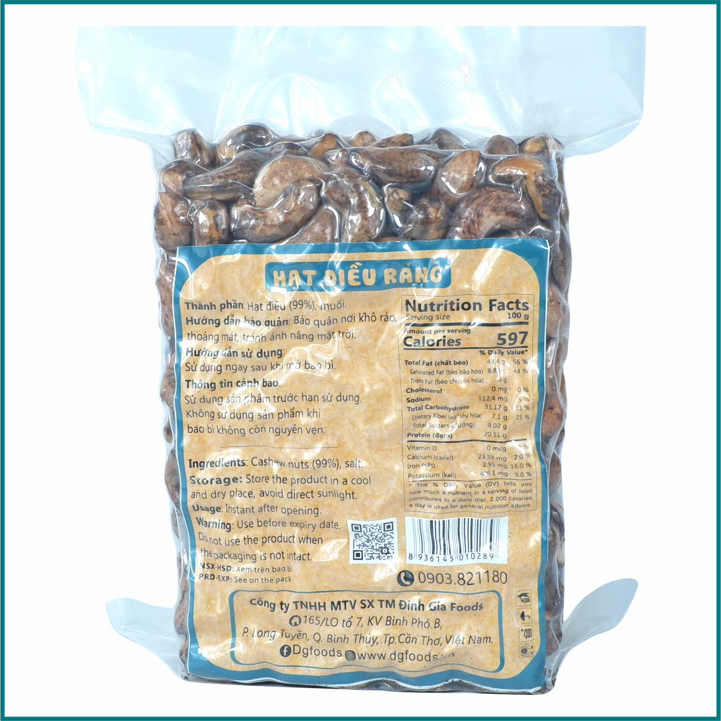 Hạt Điều Rang DGfoods 475/ HVNCLC, Haccp, Halal, Ăn chay, Ăn kiêng, Đặc sản Cần Thơ, Hạt điều bình phước