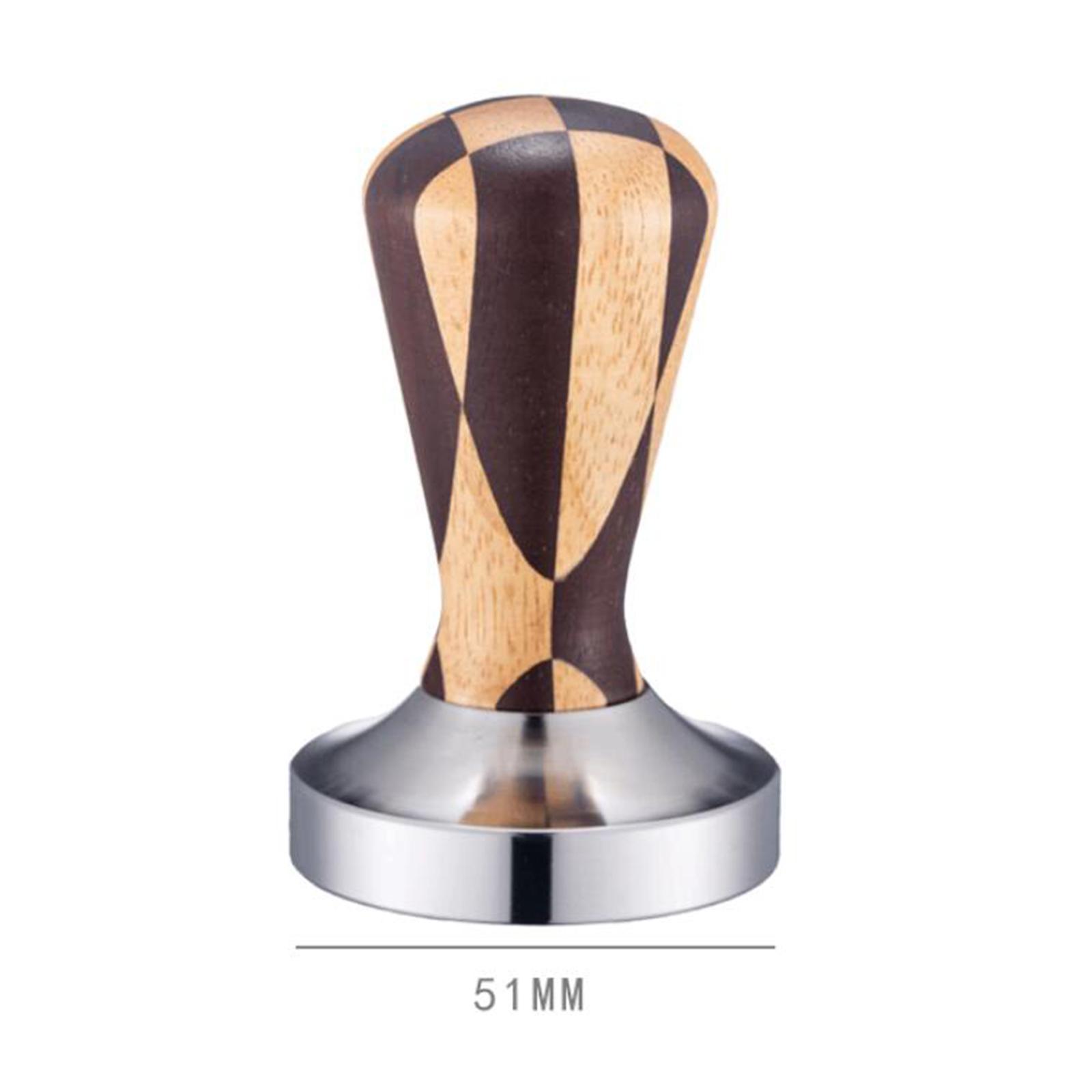 Espresso Coffee Tamper Solid Wood Handle Flat Base for Espresso Maker Barista Tools