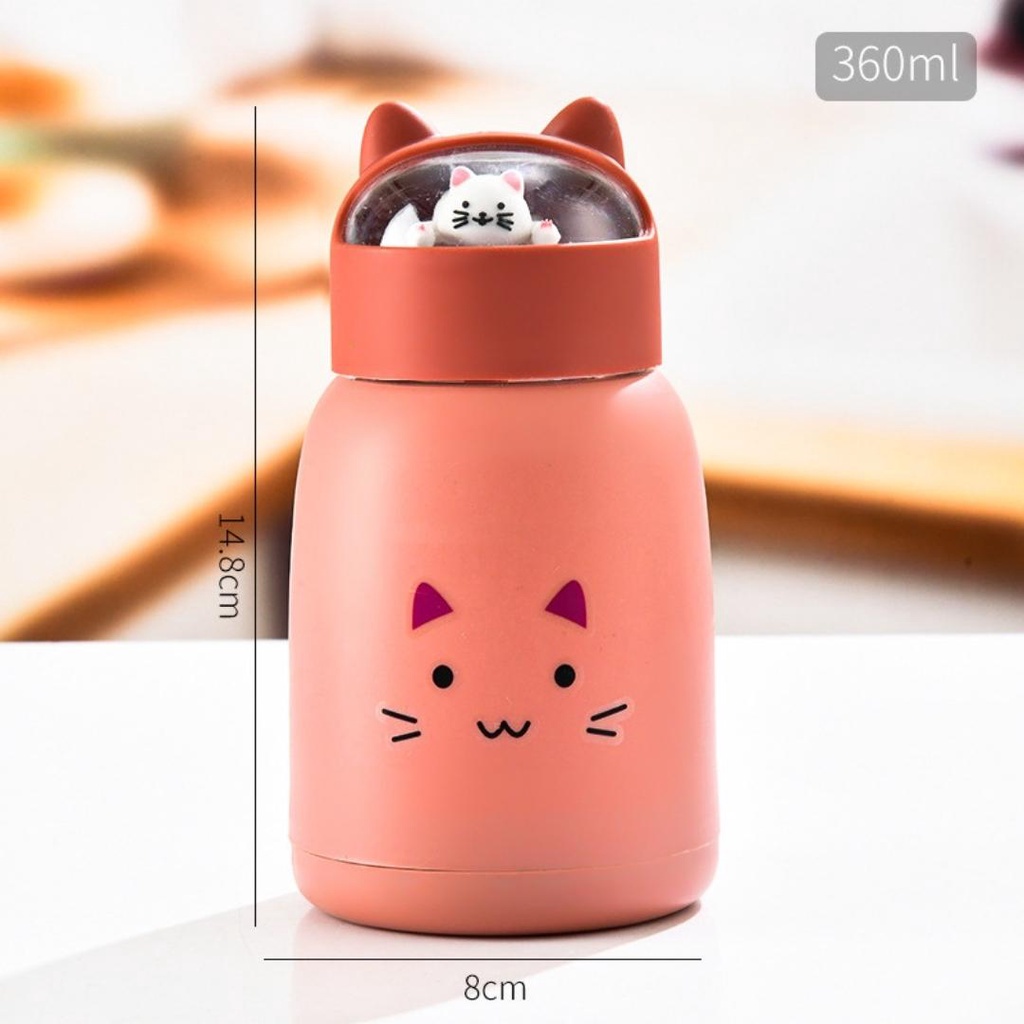 Bình Đựng Nước Thủy Tinh Bọc Silicon Tai Mèo Cách Nhiệt Thời Trang Mới - Bình Nước Học Sinh - Hàng Chính Hãng MINIIN