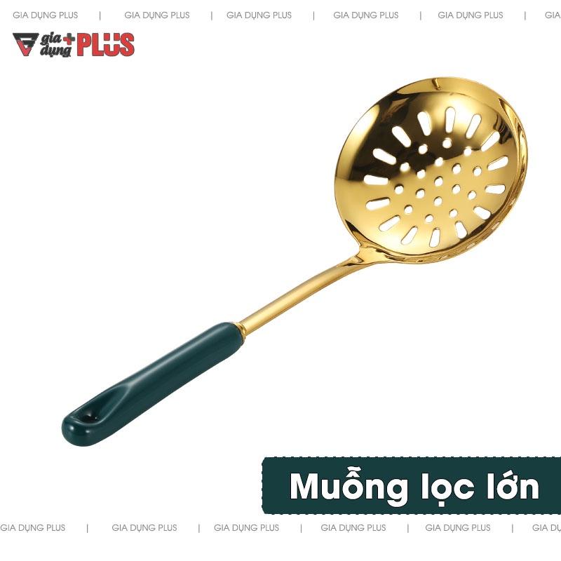 Bộ muỗng canh, muỗng lẩu, xẻng, thìa lọc bằng inox 304, tay cán sứ xanh ngọc lục bảo Bắc Âu cao cấp