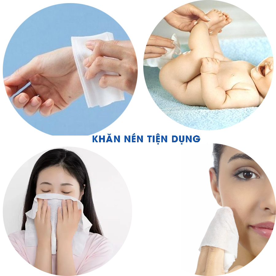 Combo 20 Khăn nén dạng viên kẹo chất liệu bông tự nhiên Hàn Quốc dùng để lau mặt, lau tay, vệ sinh trẻ nhỏ