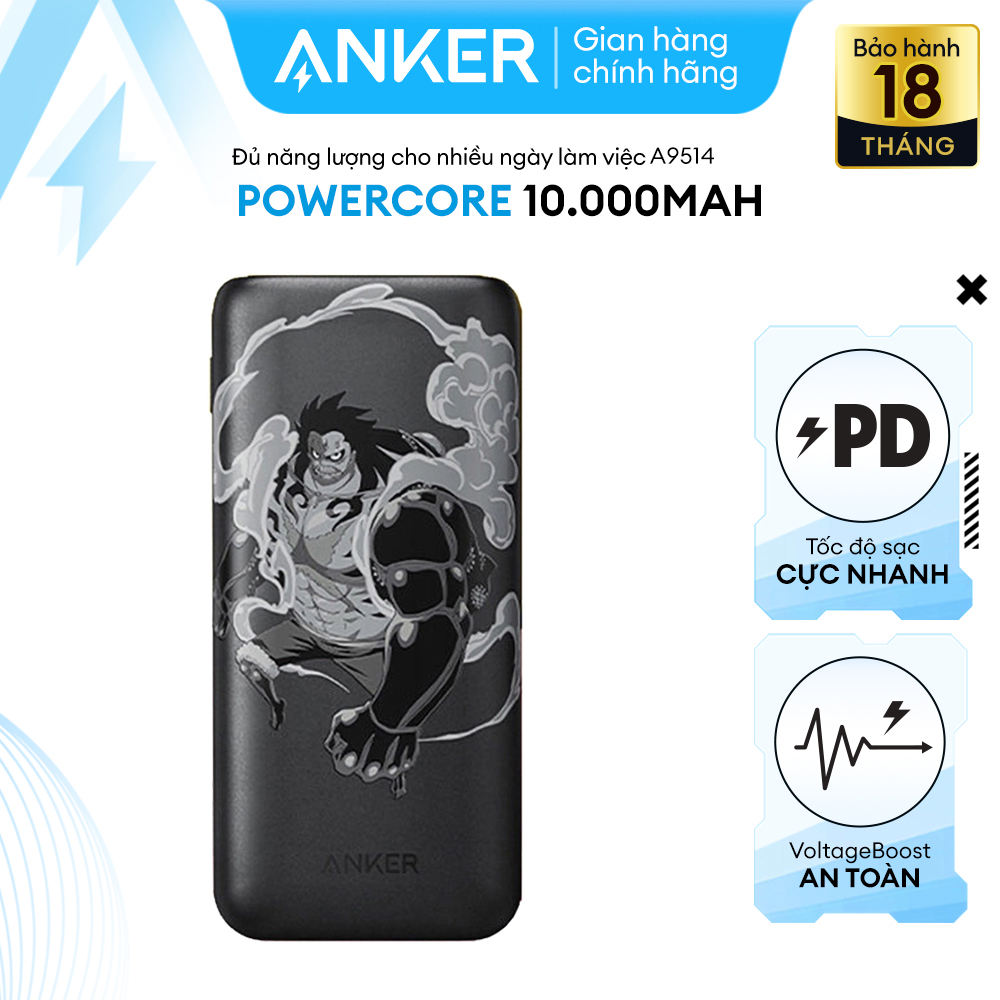 Pin Sạc Dự Phòng ANKER PowerCore 10K mAh PD REDUX ONE PIECE EDITION - A9514 - 1 Cổng USB-C và 1 Cổng USB-A Sạc Nhanh 22.5W