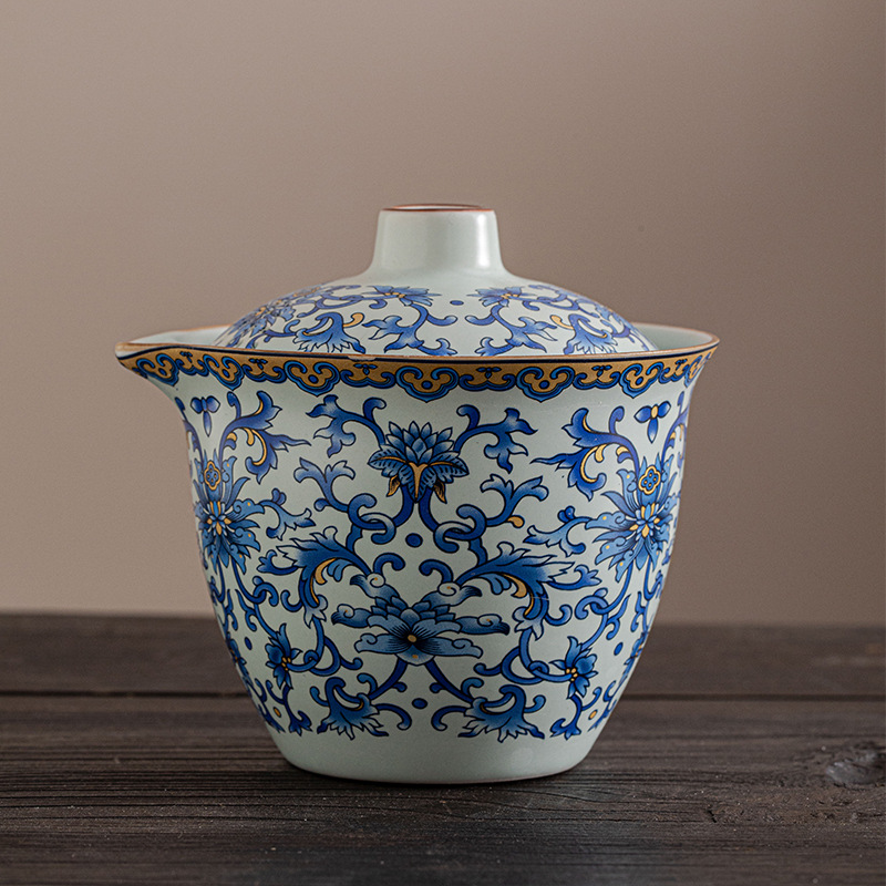 Bộ Ấm Trà Gốm Sứ Du Lịch kiểu gaiwan – Nhỏ Gọn, Tiện Lợi Dành Cho Người Yêu Trà