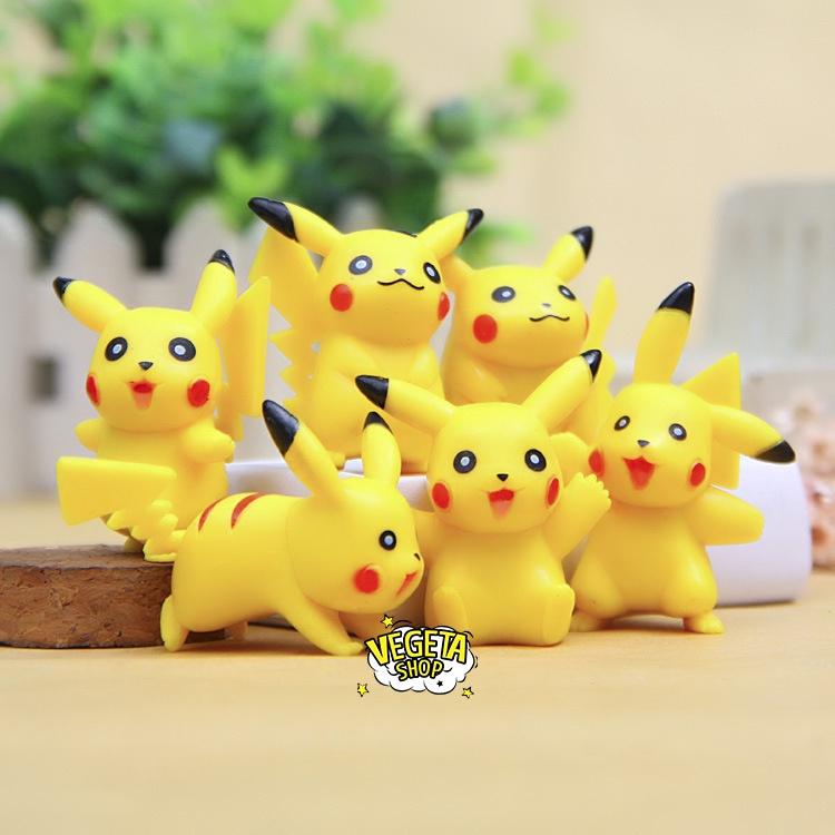 Mô hình Pikachu - Trọn bộ 6 mô hình Pikachu nguyên bản cực dễ thương - Cao khoảng 3.5 ~ 4.5cm