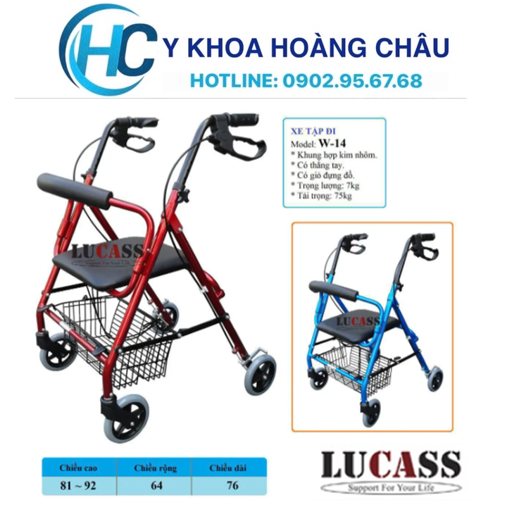 Xe Tập Đi 4 Bánh, Có Ghế, Thắng Tay, Giỏ Đựng Lucass W-14 ( W14 ) (Tiêu chuẩn Mỹ)