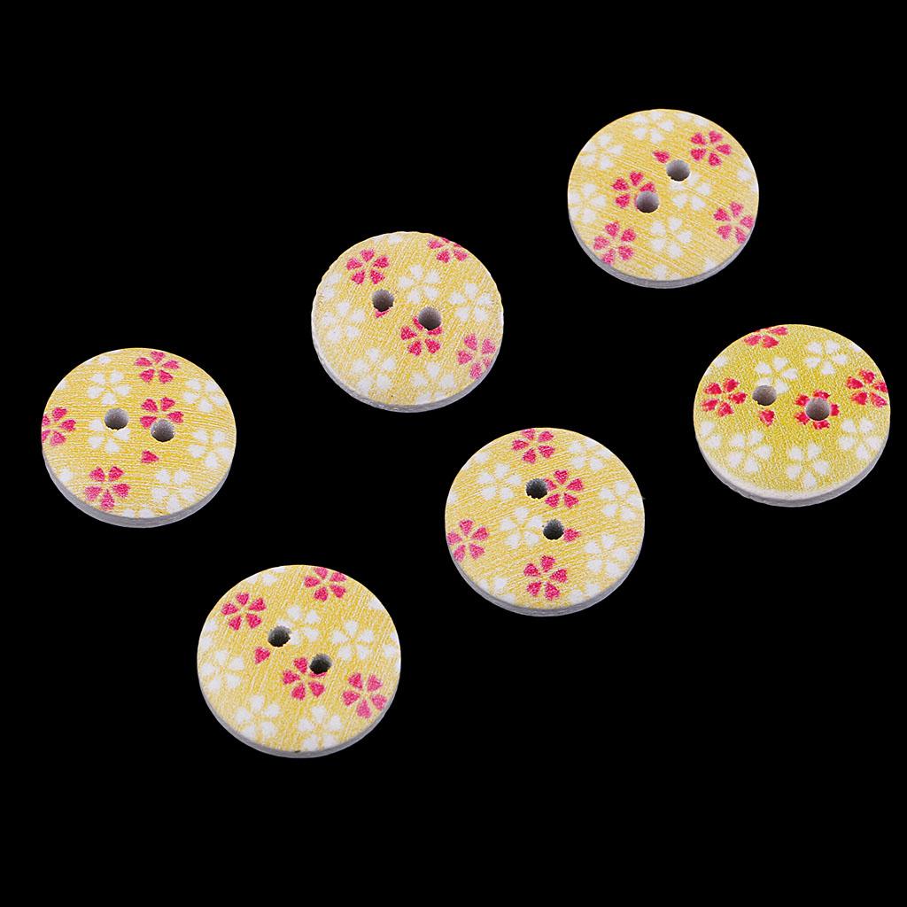 100Pcs Snowflake Wooden Buttons Sewing Clothing Accessories 15mm Yellow