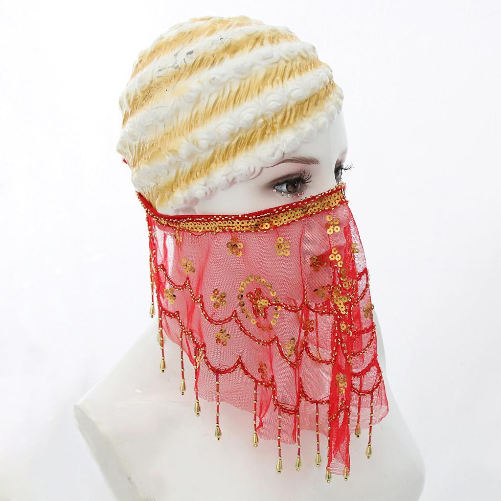 2 Belly Dance Beaded Sequins Face Halloween Costume Accessory