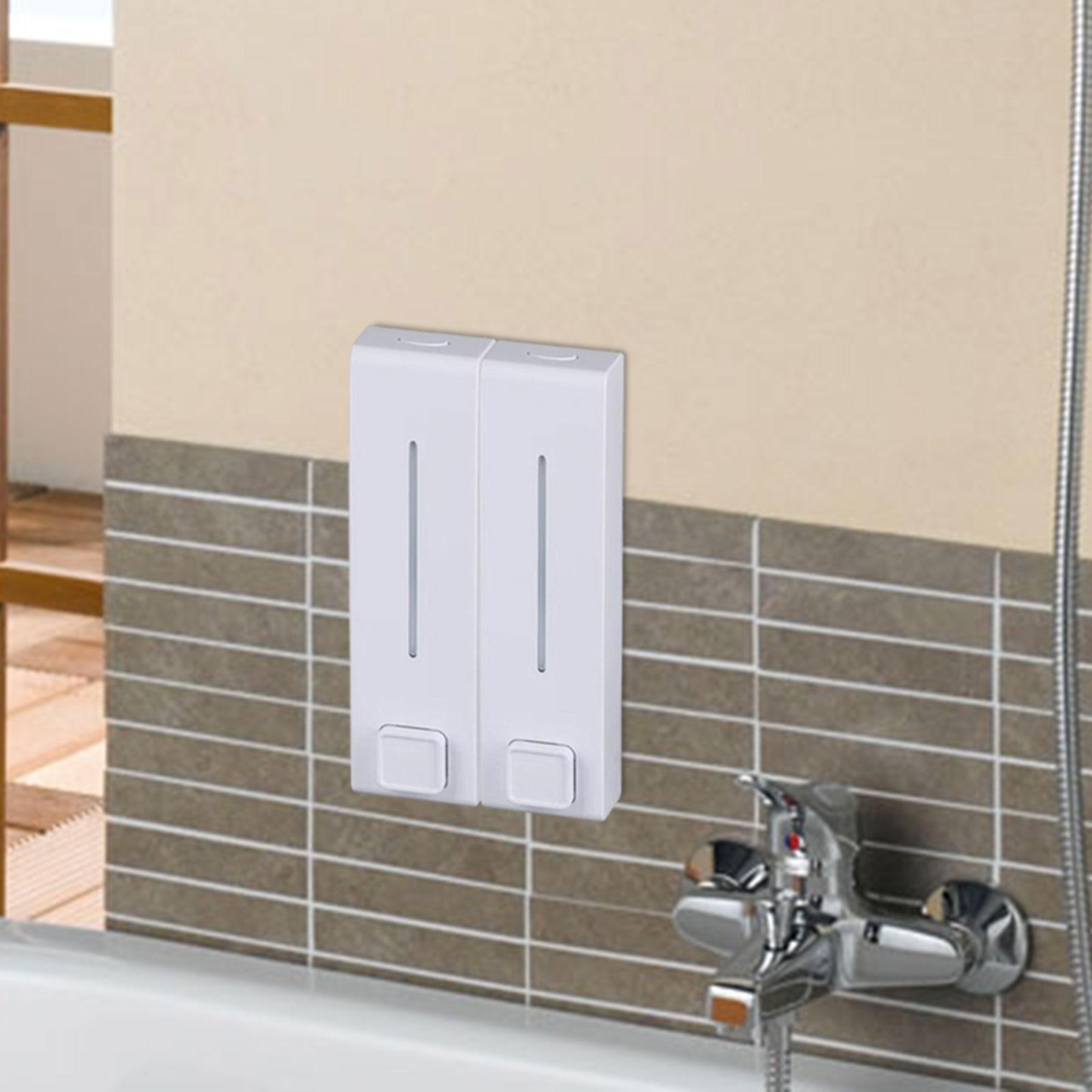 Shampoo Dispenser for Shower Wall,Wall Mounted Shower Soap Dispenser 2 Chamber,Refillable Shampoo Conditioner Pump Dispenser for Hotel Bathroom