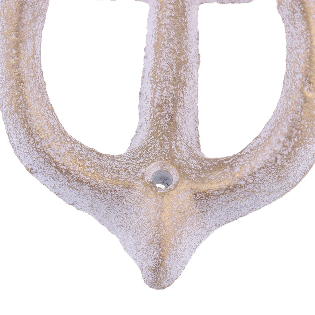 4x Wall Hook Heavy Duty Rack Hanger White Wall Mounted Vintage Anchor Shape