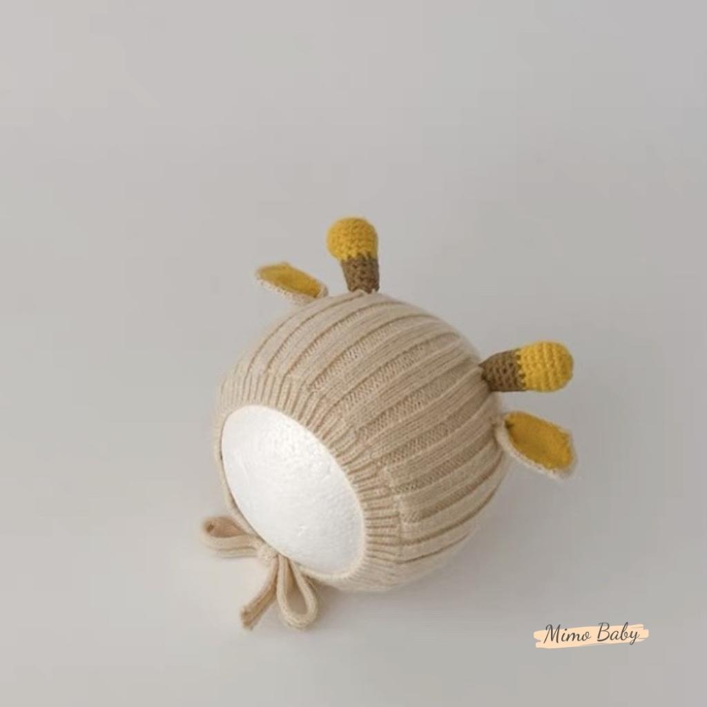 Mũ len sừng hươu dễ thương, nón len sọc dọc mùa đông cho bé ML191 Mimo Baby