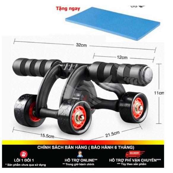 Con Lăn Tập Bụng Cao Cấp Gym Roller Gym 4 Bánh Con Lăn Tập Cơ Bụng , Chân , Tay , Vai , Eo Chuyên Nghiệp Tặng Kèm Thảm