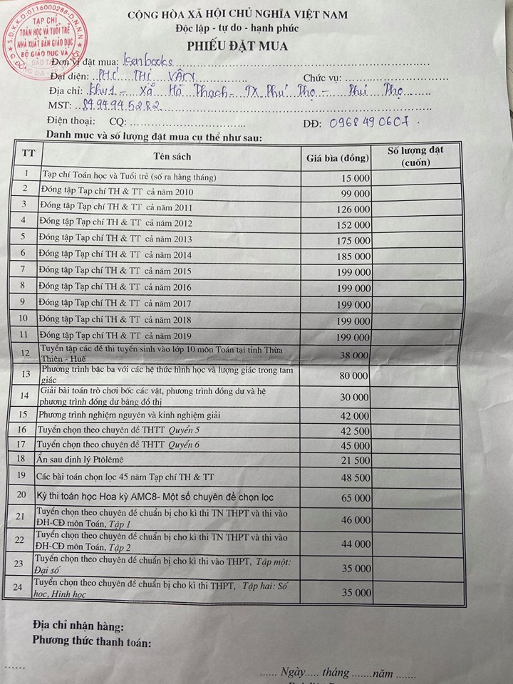 Tạp chí Toán học và Tuổi trẻ 2017