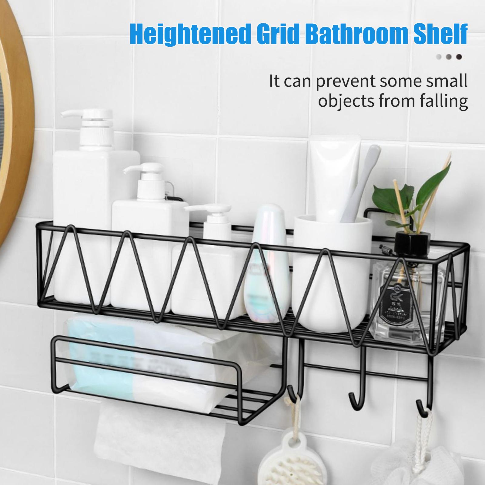 Shower Caddy Bathroom Shelf Organizer Wall Mounted Bathroom Shelf No Drilling Adhesive Shower Storage Basket Rack