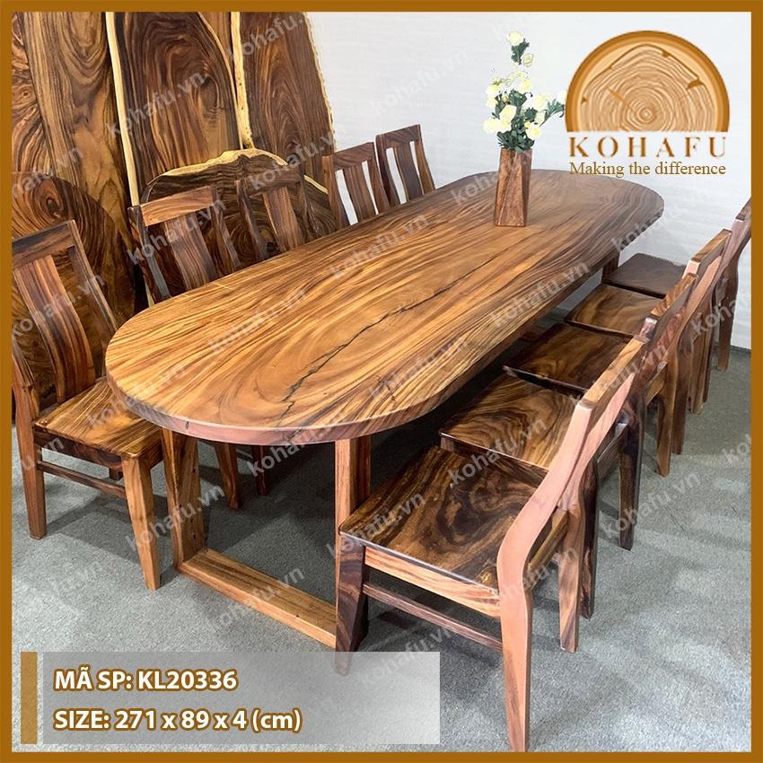 Bàn Oval Gỗ Me Tây Nguyên Tấm KOHAFU