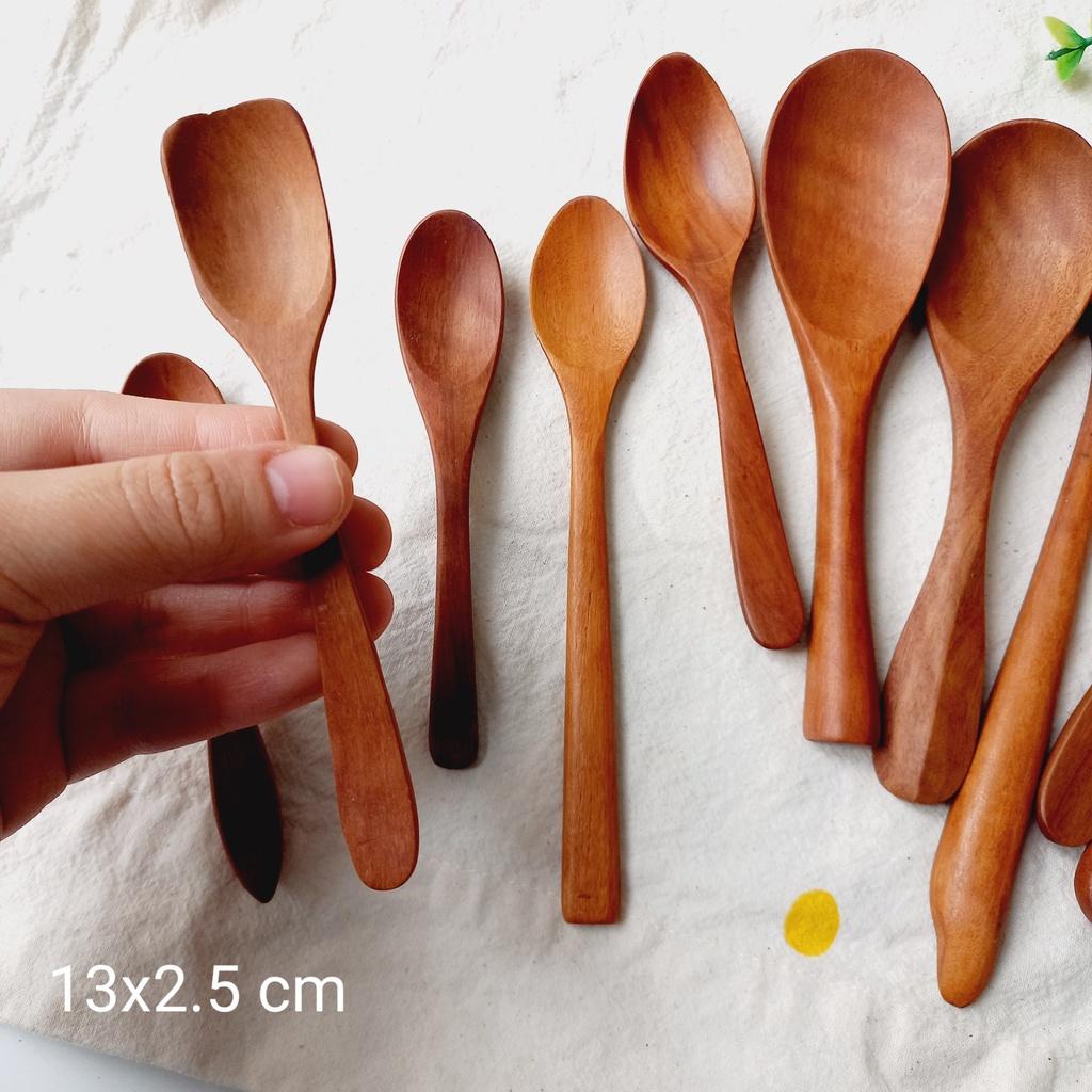 Bộ Thìa Gỗ Nhãn Ăn Cơm, Soup, Chè, Thìa Khuấy Sinh Tố, Cà Phê, Decor Chụp Ảnh
