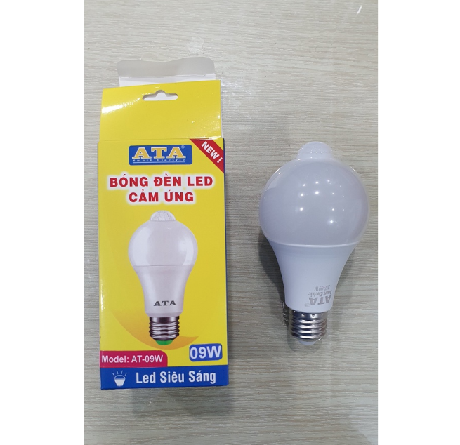 Bóng đèn led ATA AT-09W cảm ứng nhiệt chuyển động gắn tường, trần - Hàng chính hãng