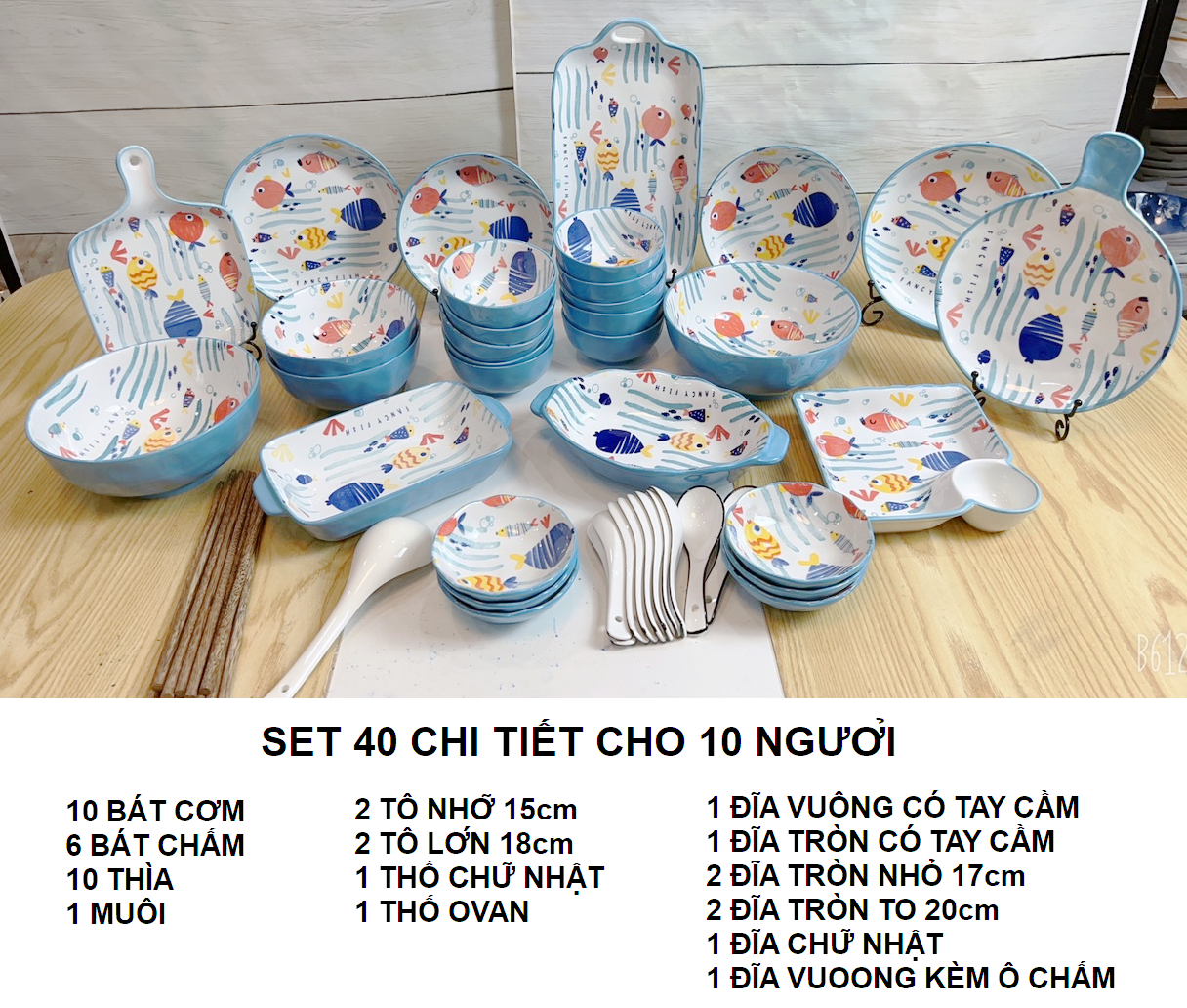 Set cá xanh đại dương 40 chi tiết