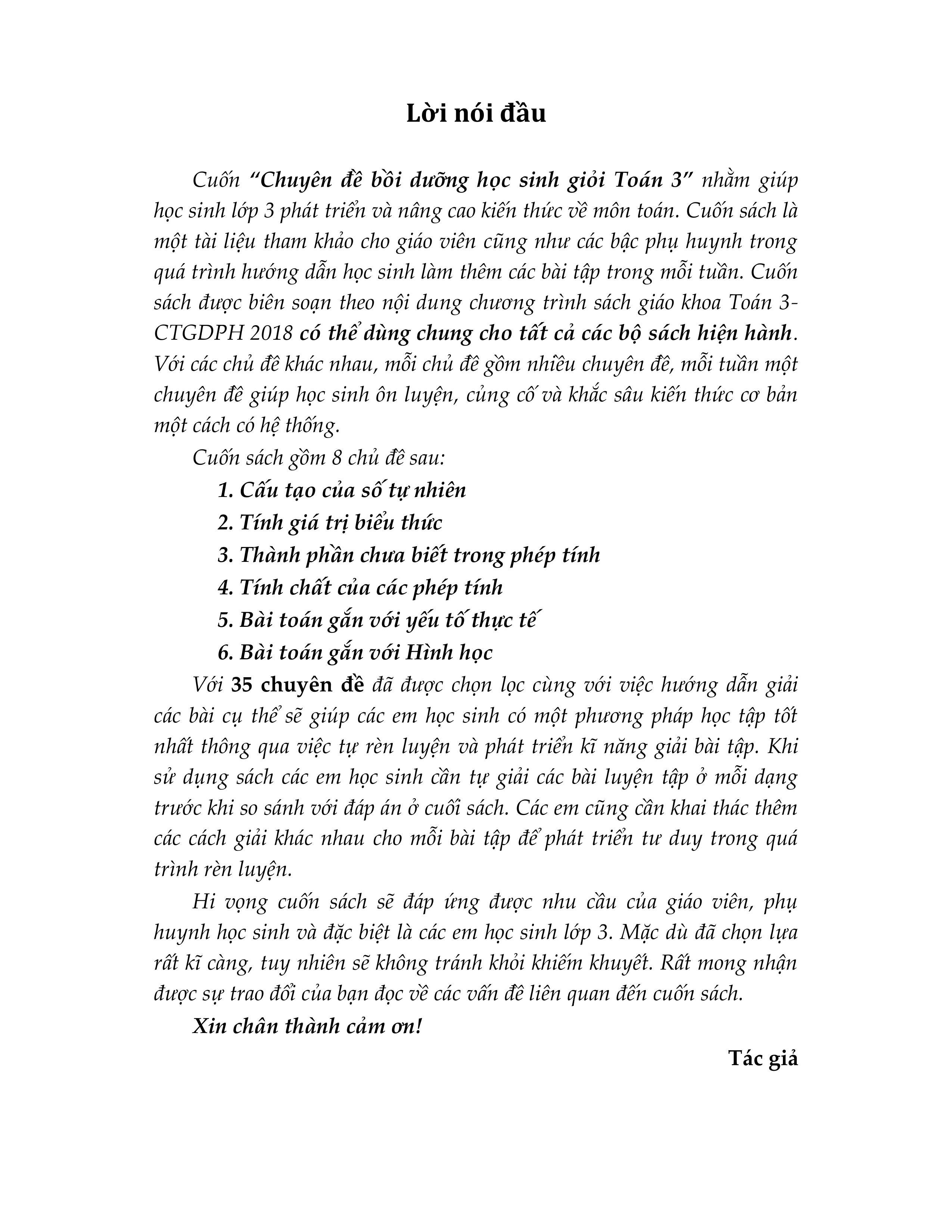 Sách - Chuyên Đề Bồi Dưỡng Học Sinh Giỏi Toán 3