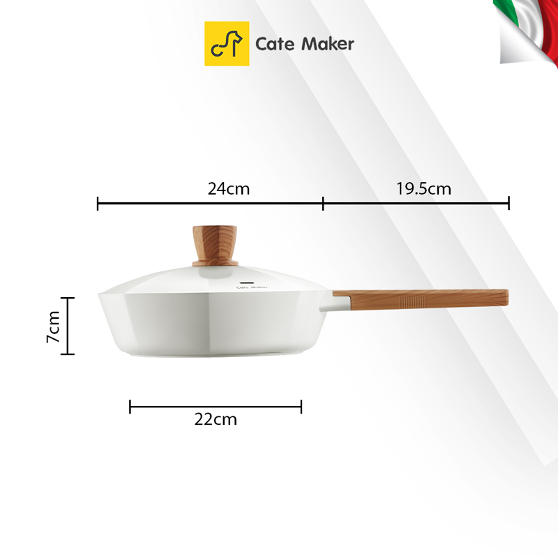 Chảo chống dính bát giác Cate-Maker INFINITE SERIES GYL-BJ24JB, thiết kế thông minh, dùng cho mọi loại bếp, size 24cm